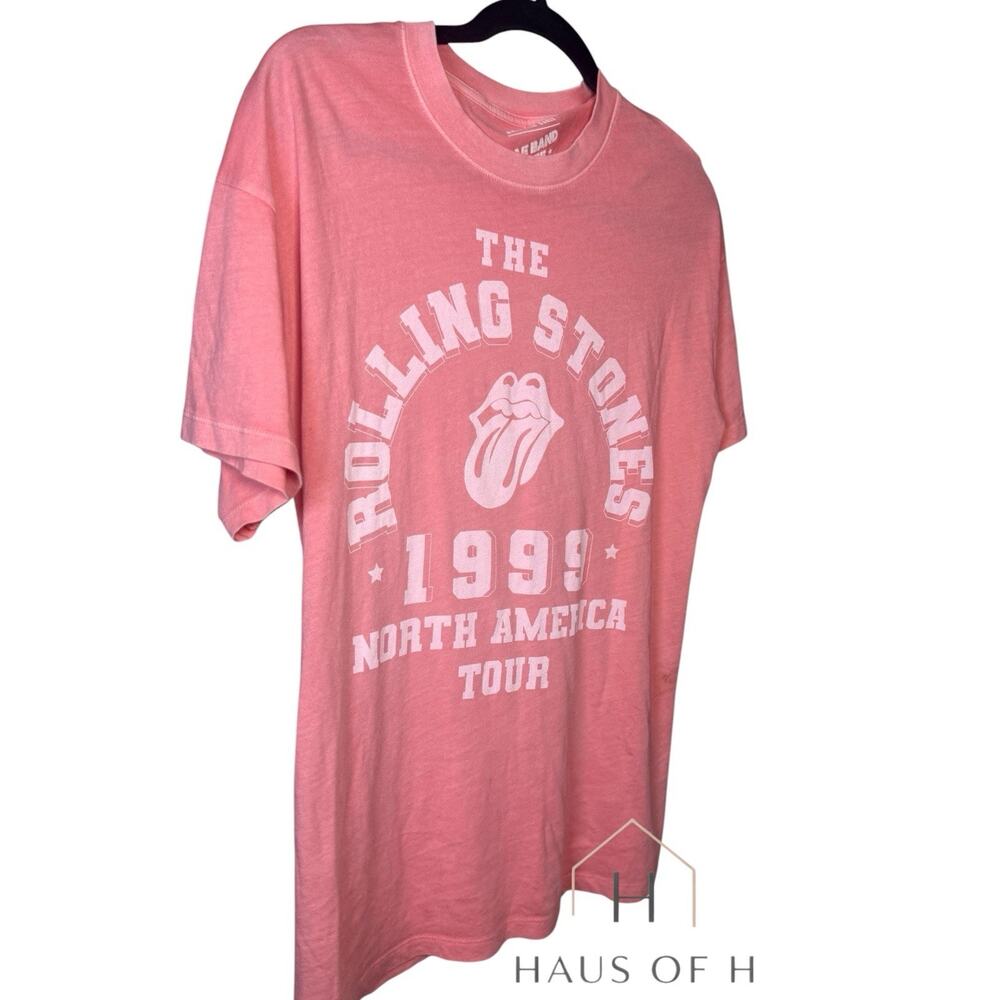 American Eagle AE Band Women’s Oversized Rolling Stones Graphic Tee Pink Sz XS/S